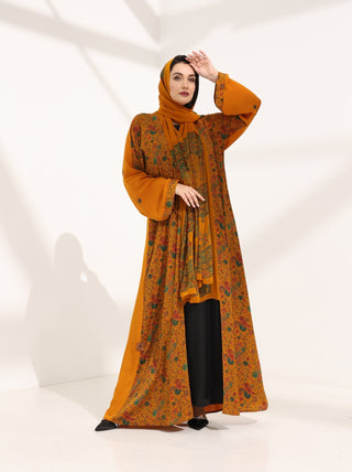 Kashmir Bloom Abaya – Mustard Jaal Edition - fashion by shehna