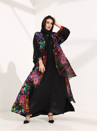 Kashmir Bloom Abaya – Noir Blossom Edition - fashion by shehna