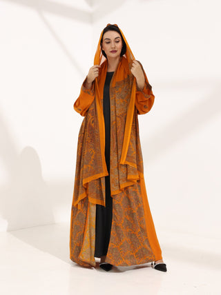 Kashmir Bloom Abaya – Tangerine Jaal Edition - fashion by shehna