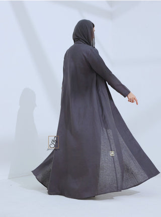 Linen Jacket Style Abaya - fashion by shehna