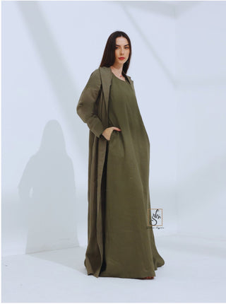 Linen Jacket Style Abaya - fashion by shehna