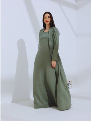 Linen Jacket Style Abaya - fashion by shehna