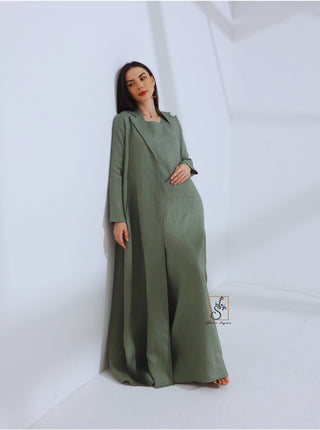 Linen Jacket Style Abaya - fashion by shehna