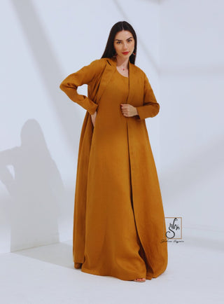 Linen Jacket Style Abaya - fashion by shehna