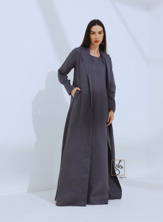 Linen Jacket Style Abaya - fashion by shehna