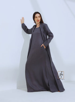 Linen Jacket Style Abaya - fashion by shehna