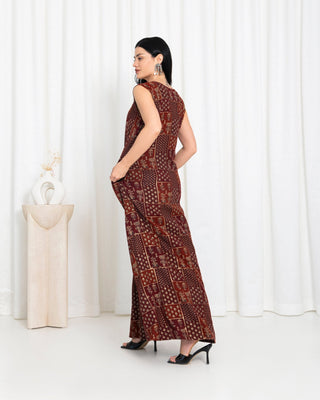 Maroon Floral Check Dress - fashion by shehna