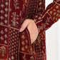 Maroon Floral Check Jacket Abaya - fashion by shehna