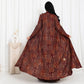 Maroon Floral Check Jacket Abaya - fashion by shehna