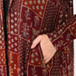 Maroon Floral Check Jacket Abaya - fashion by shehna