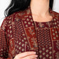 Maroon Floral Check Jacket Abaya - fashion by shehna