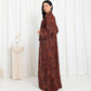 Maroon Floral Check Kimono Abaya - fashion by shehna