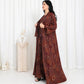 Maroon Floral Check Kimono Abaya - fashion by shehna