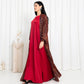 Maroon Floral Check Kimono Abaya - fashion by shehna