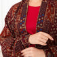 Maroon Floral Check Kimono Abaya - fashion by shehna