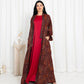 Maroon Floral Check Kimono Abaya - fashion by shehna