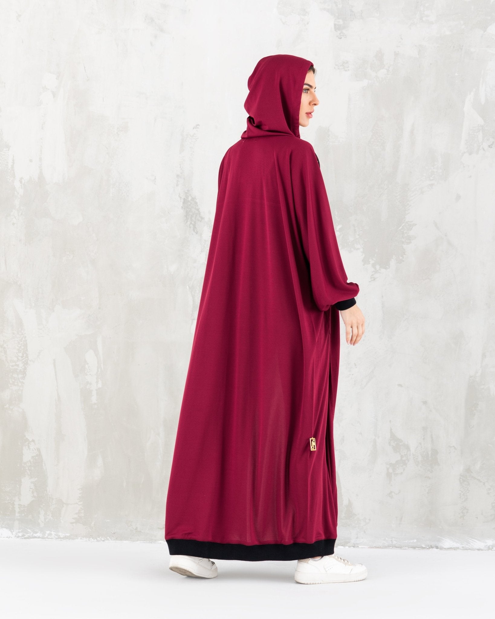 Maroon Hoodie Long Jacket - fashion by shehna