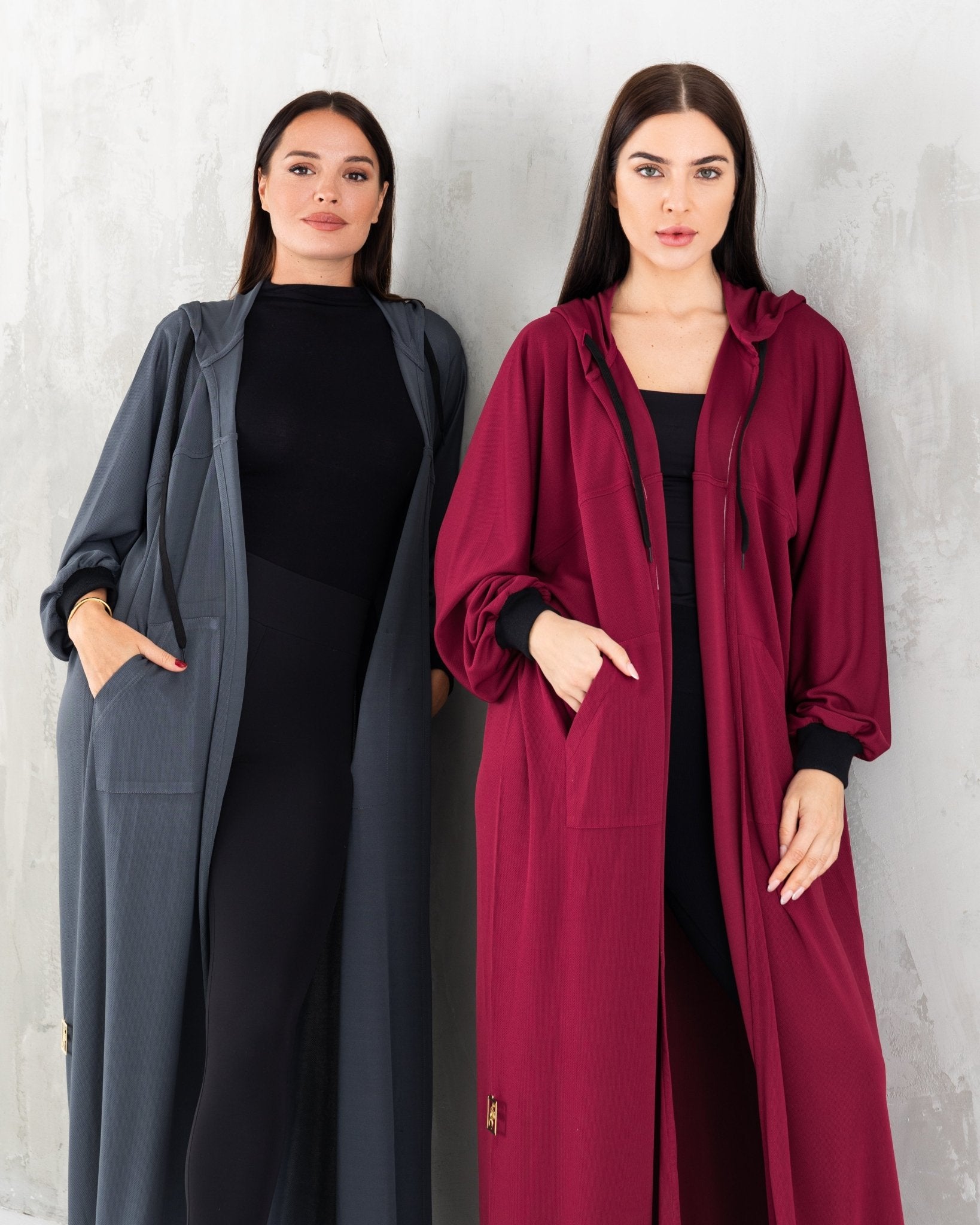 Maroon Hoodie Long Jacket - fashion by shehna