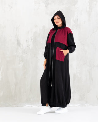 Maroon Sporty Long Jacket - fashion by shehna