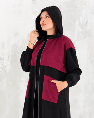 Maroon Sporty Long Jacket - fashion by shehna