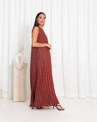 Maroon Stripe Dress - fashion by shehna