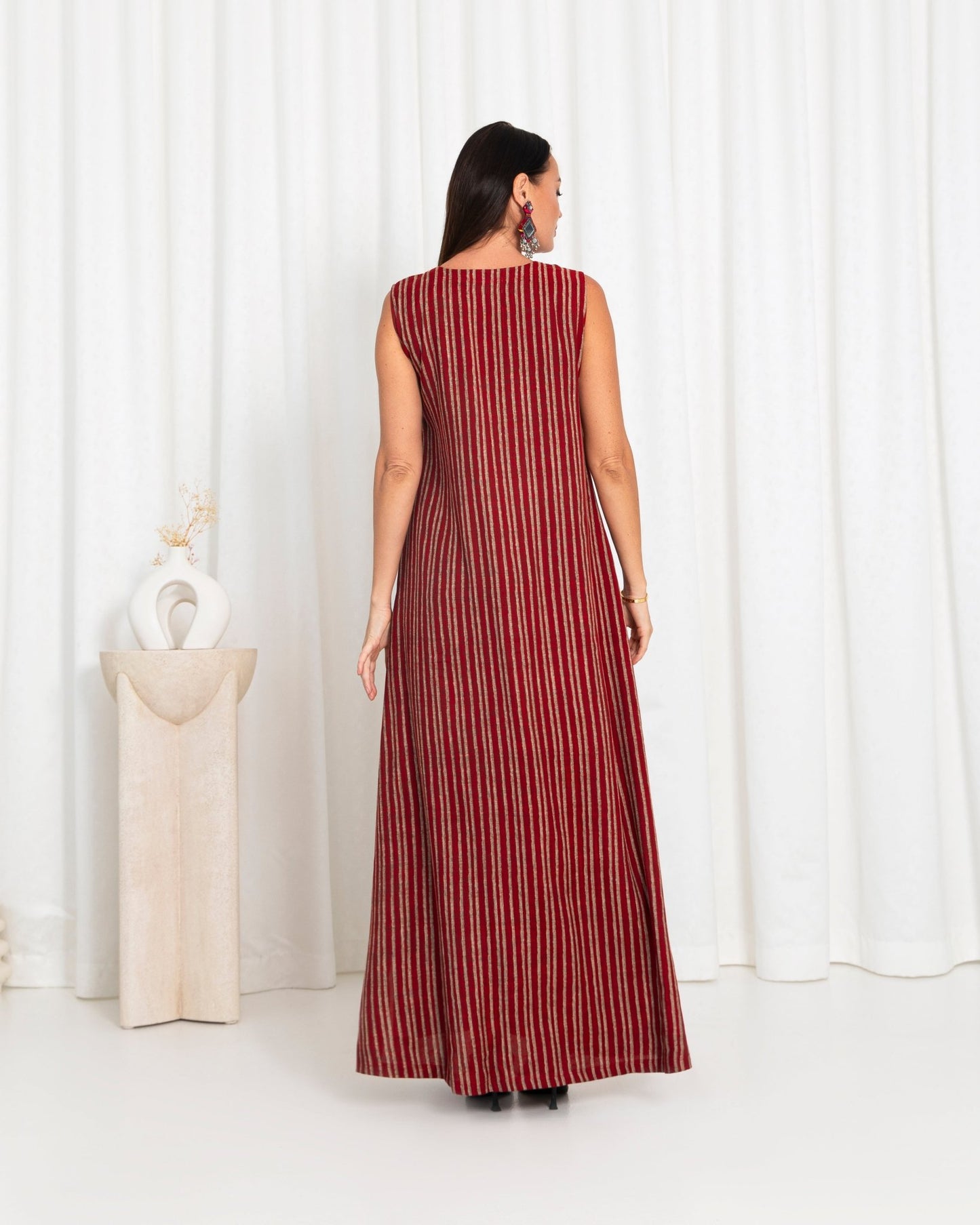 Maroon Stripe Dress - fashion by shehna