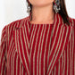 Maroon Stripe Jacket Abaya - fashion by shehna