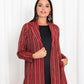 Maroon Stripe Jacket Abaya - fashion by shehna