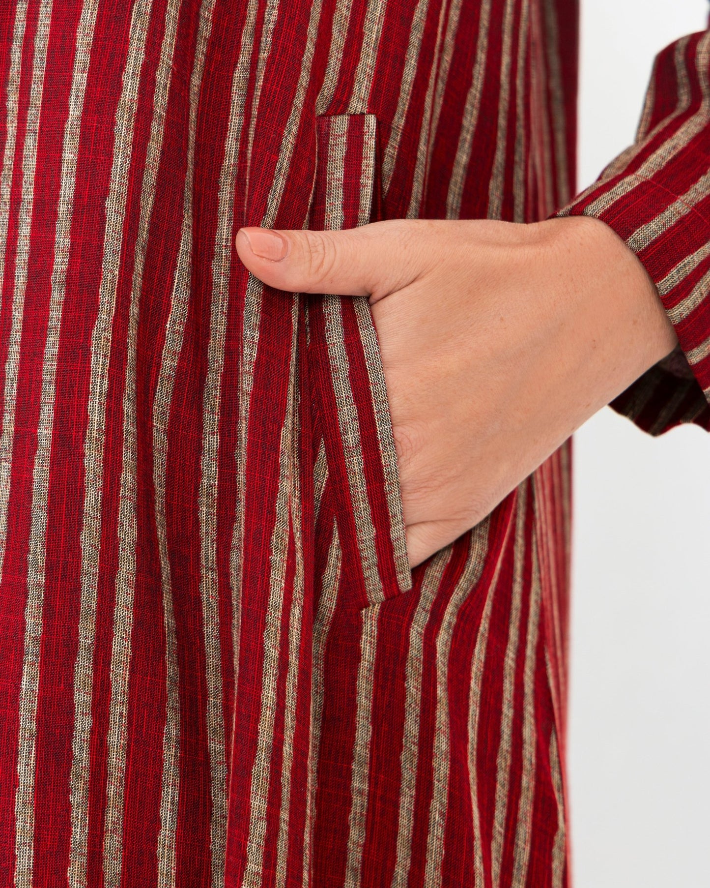 Maroon Stripe Jacket Abaya - fashion by shehna