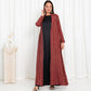 Maroon Stripe Jacket Abaya - fashion by shehna