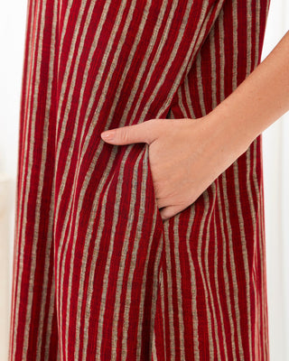 Maroon Stripe Kimono Dress - fashion by shehna