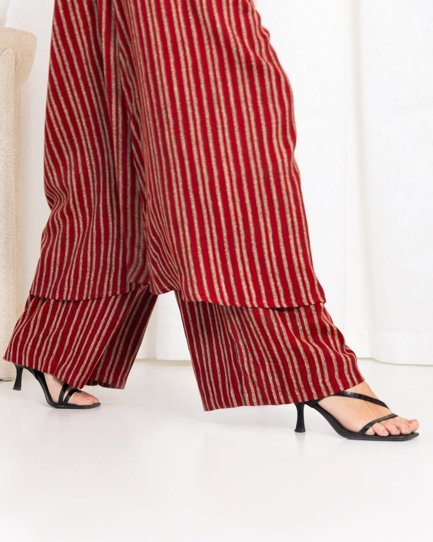 Maroon Stripe Kimono Dress - fashion by shehna