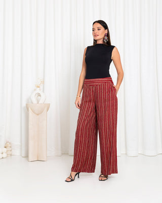 Maroon Stripe Pants - fashion by shehna