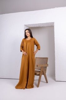 Mustard Yellow Linen Inner Dress - fashion by shehna