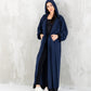 Navy Blue Hoodie Long Jacket - fashion by shehna