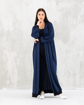 Navy Blue Hoodie Long Jacket - fashion by shehna