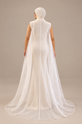 Noor sleeveless organza abaya, back view