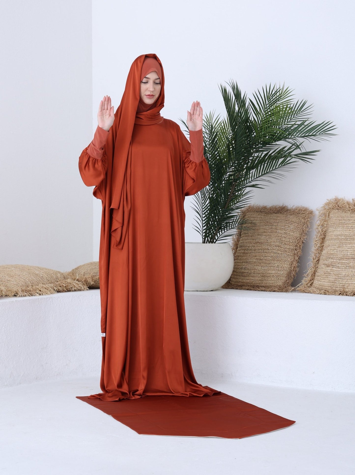 Rusty Orange Prayer Abaya - fashion by shehna