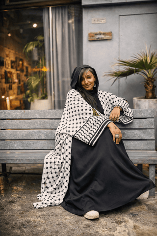 Sabr Keffiyeh Kimono Abaya - fashion by shehna