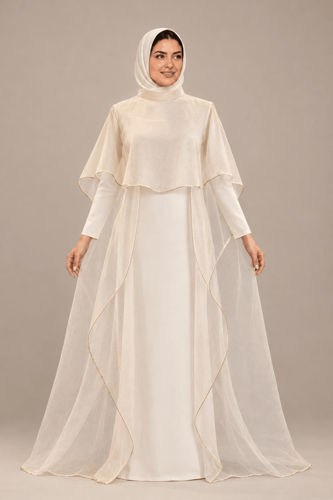 Samaa High-Neck Organza Cape