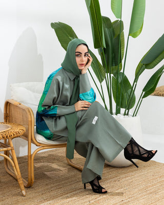 Serenity Green Linen - Silk Qalb Co - ord set - fashion by shehna