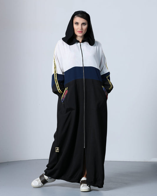 Sporty Blue Stripe Abaya - fashion by shehna