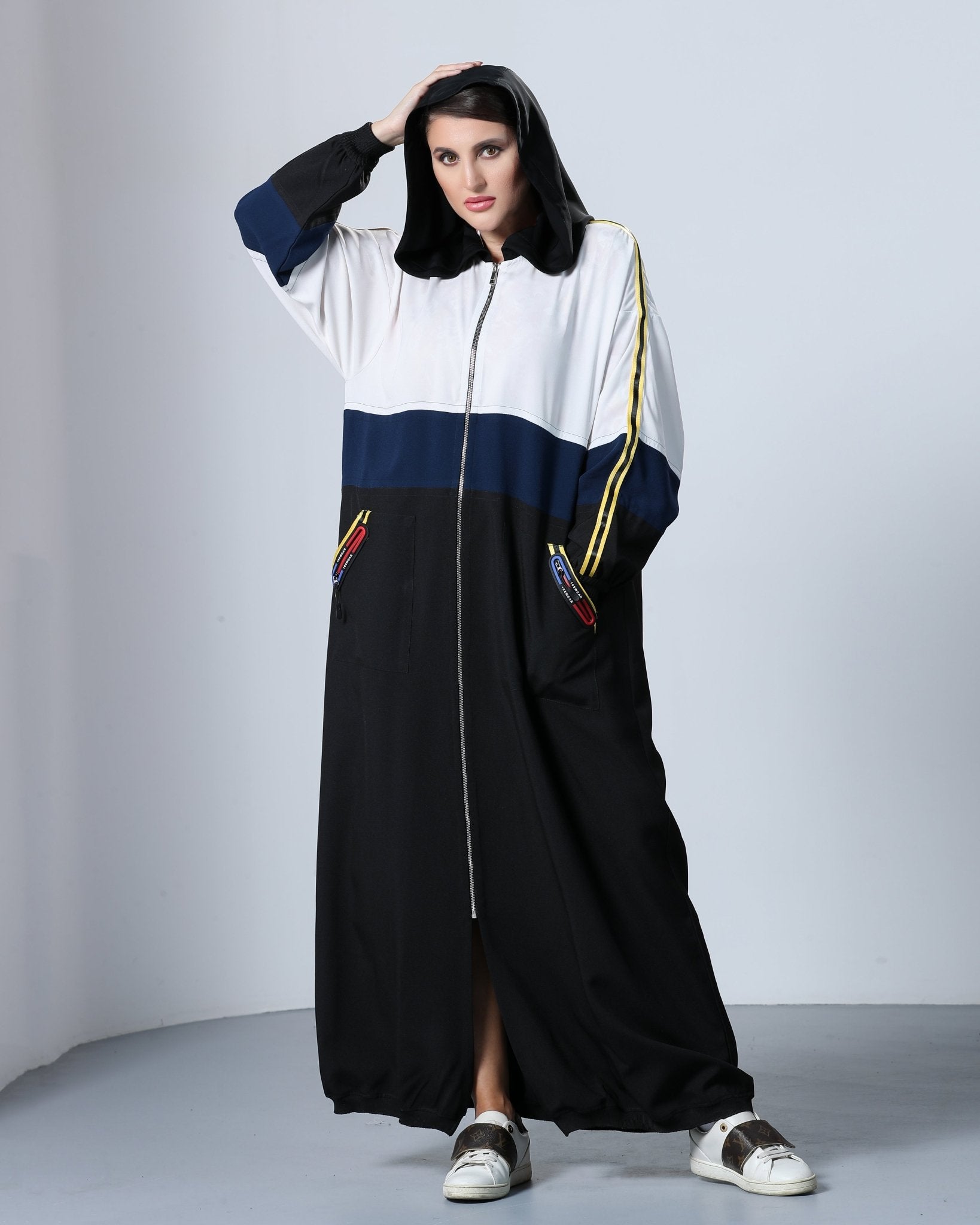 Sporty Blue Stripe Abaya - fashion by shehna