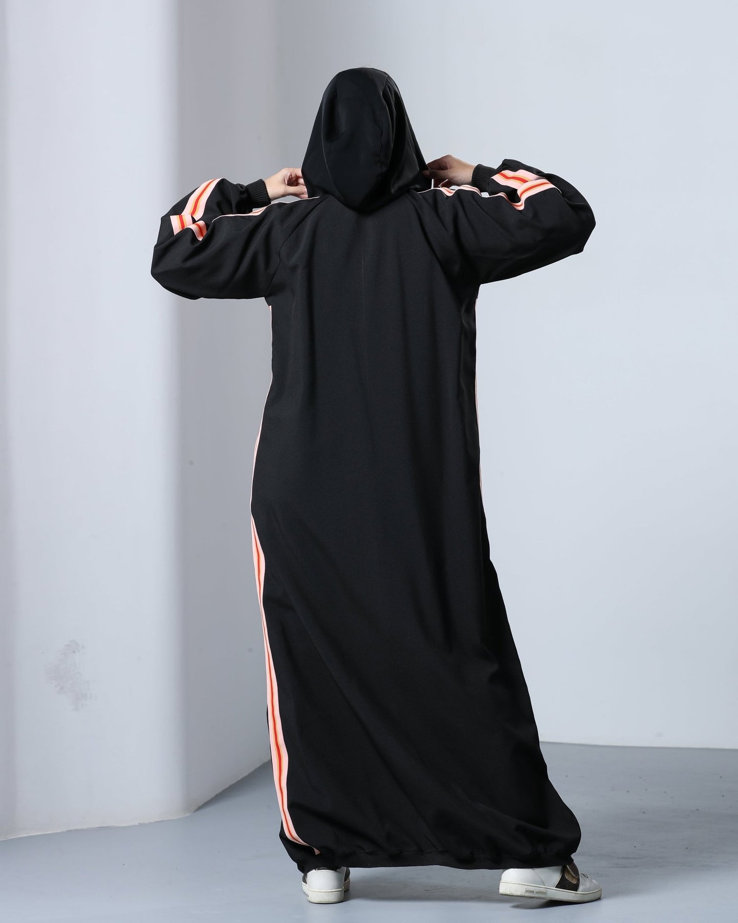 Sporty Pink Stripe Abaya - fashion by shehna