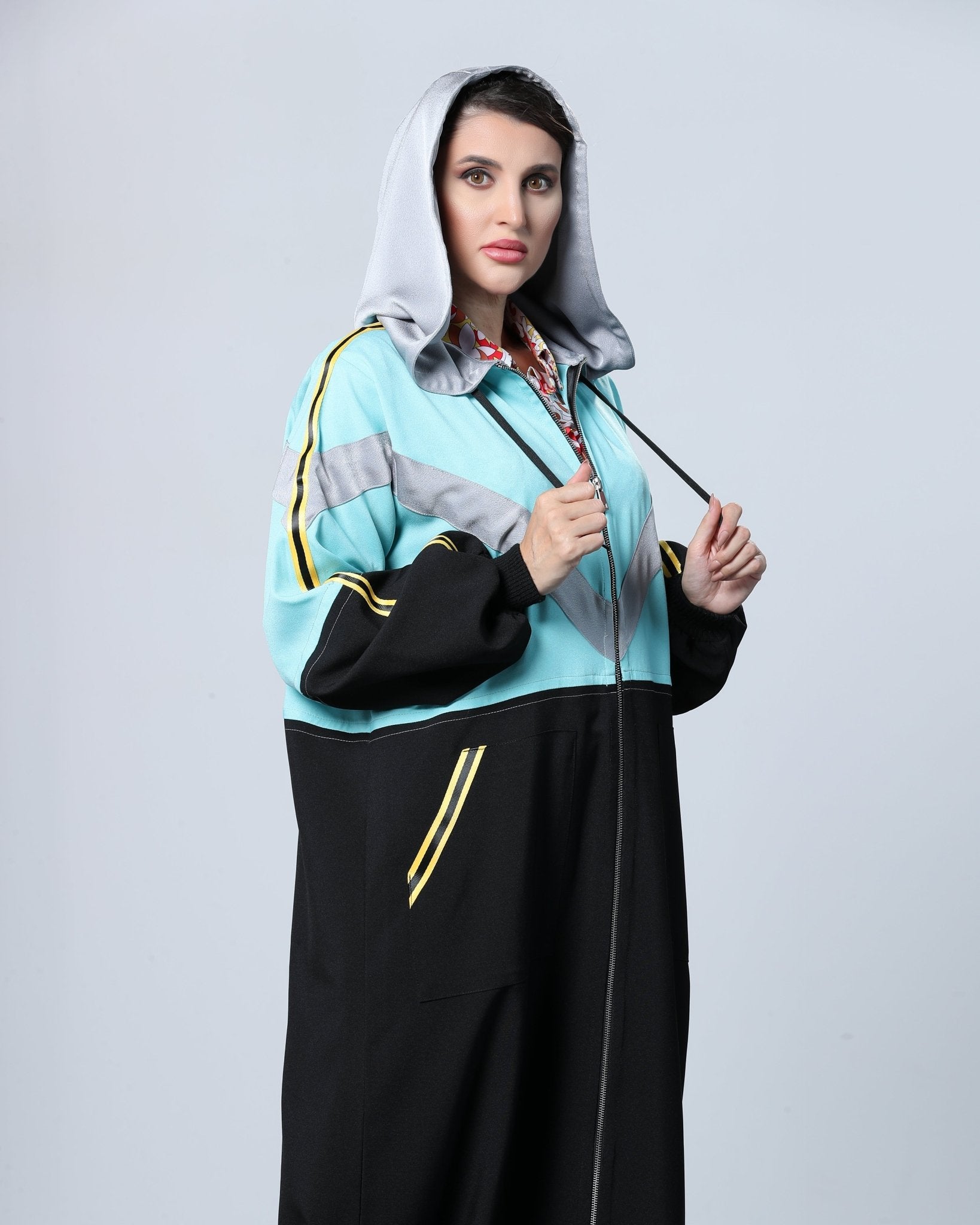 Sporty Teal Grey Abaya - fashion by shehna