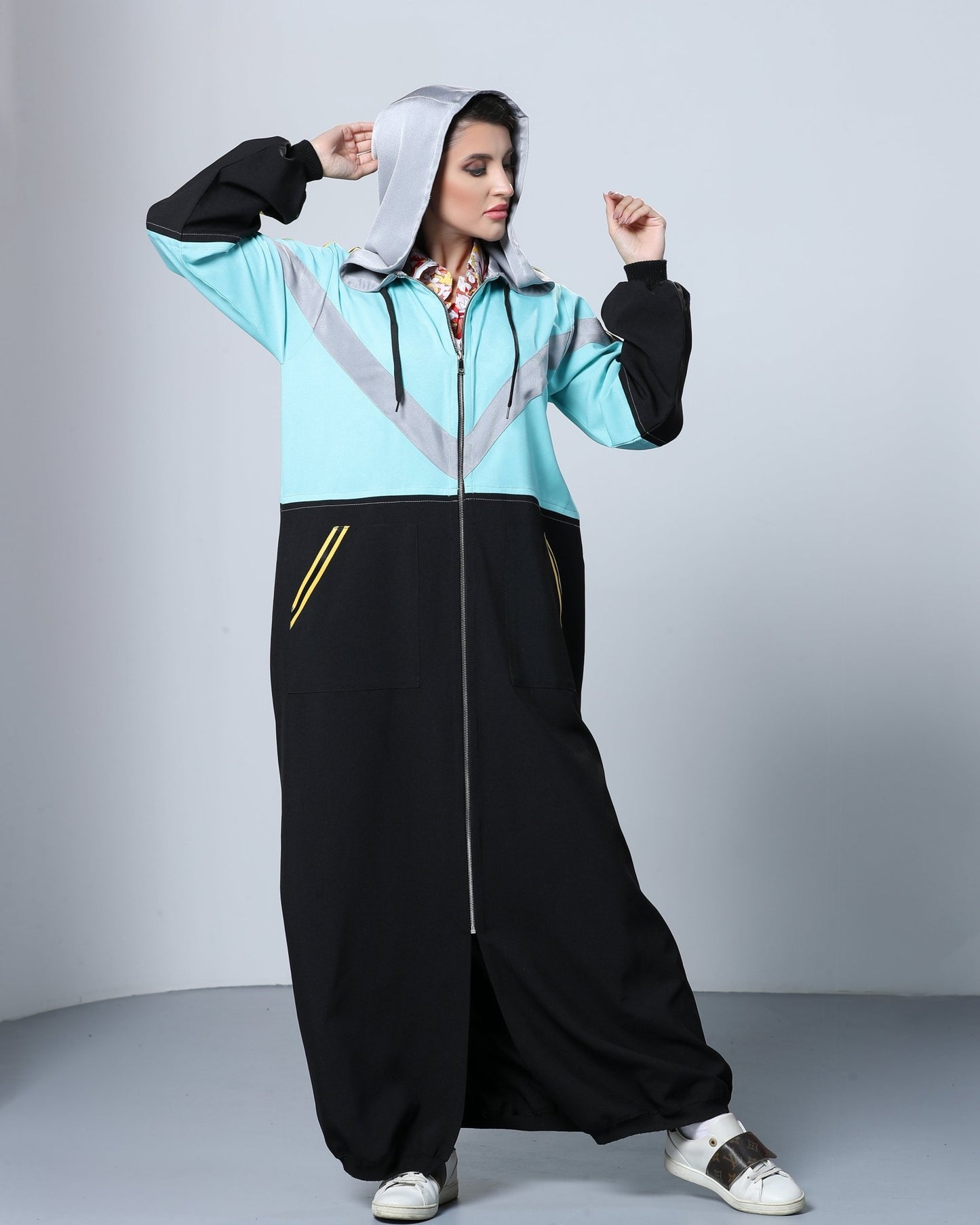 Sporty Teal Grey Abaya - fashion by shehna