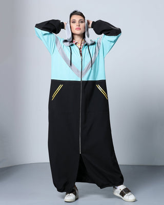 Sporty Teal Grey Abaya - fashion by shehna