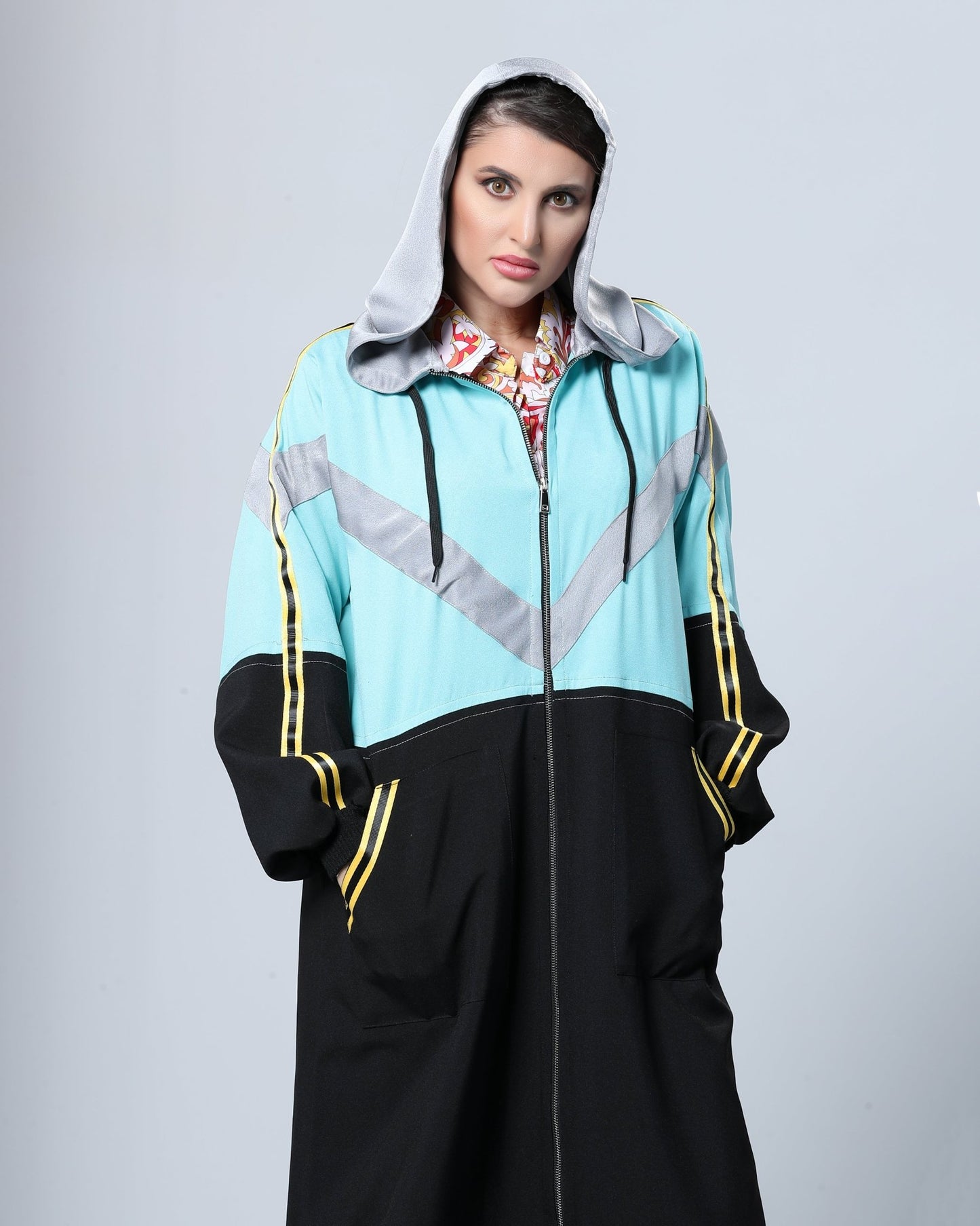 Sporty Teal Grey Abaya - fashion by shehna