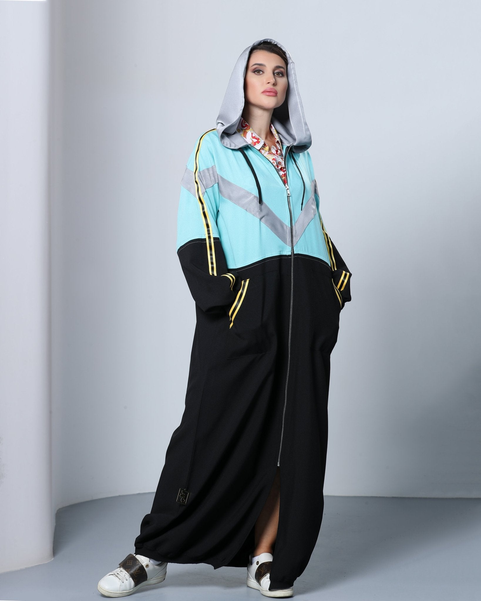 Sporty Teal Grey Abaya - fashion by shehna