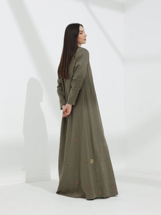 Watermelon Linen Abaya - fashion by shehna